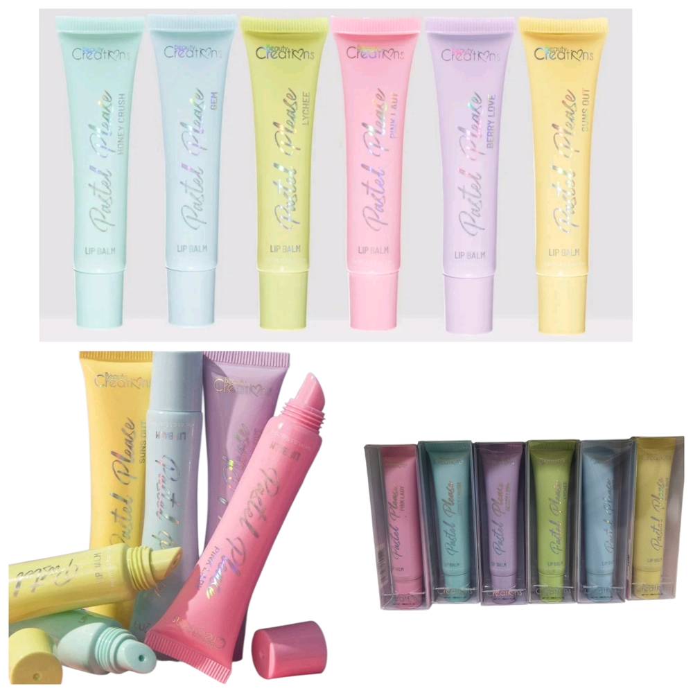 Pastel Please 6-Pc Set Fruit Scented Clear Lip Balms Lychee Berry Vanilla